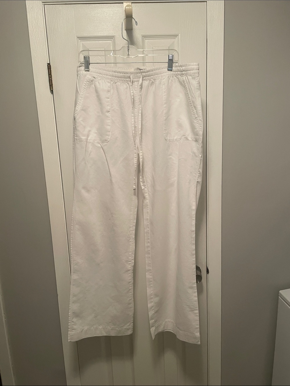 Joe Fresh White Elastic Waist Wide-Leg Pants
